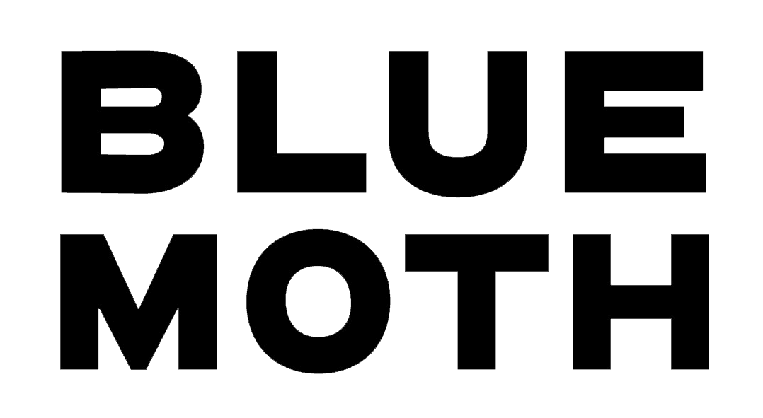 image displays the text "BLUE MOTH